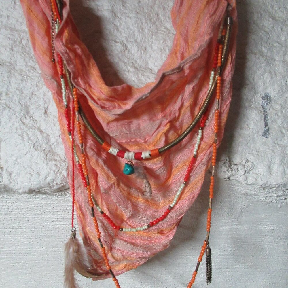 BCBG Boho Fashion Scarf (Peachy)